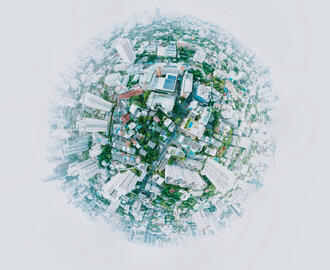 A circular view of a metropolis